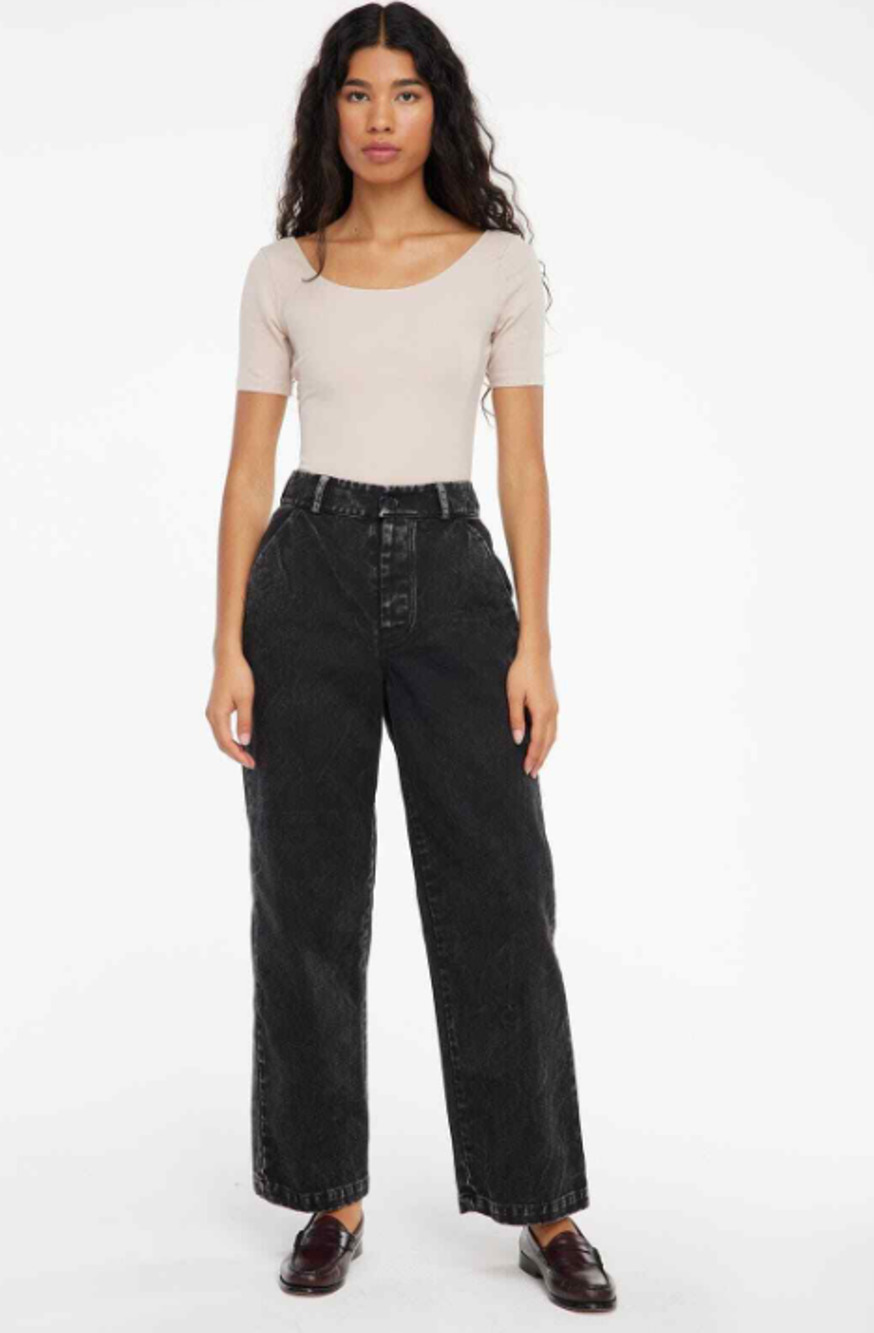 Lacausa Womens Aiden Trouser Jeans Size 0 25x28 Black Mineral Wash NWOT